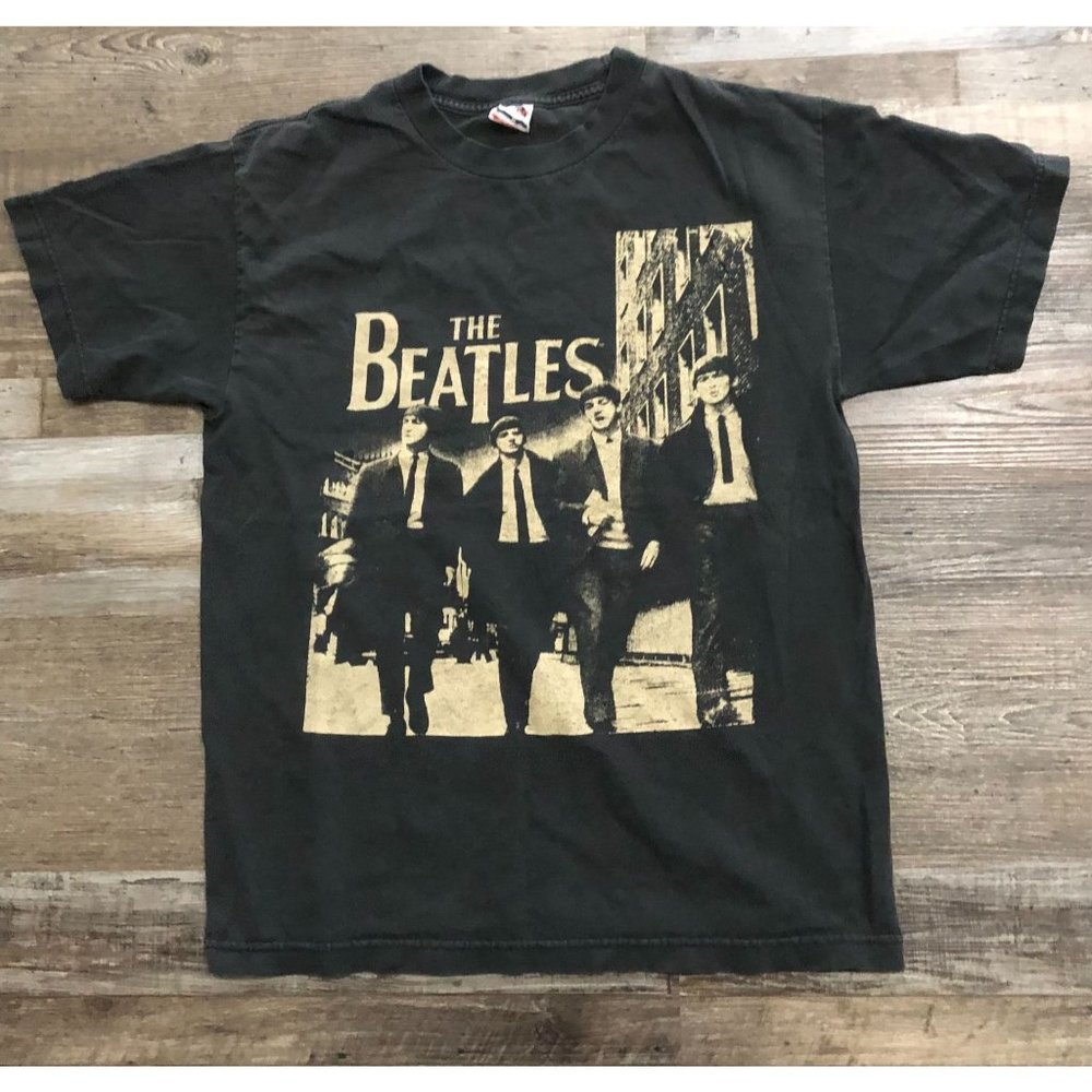 Vintage The Beatles Mens Medium Black Made in the USA Tee T Shirt